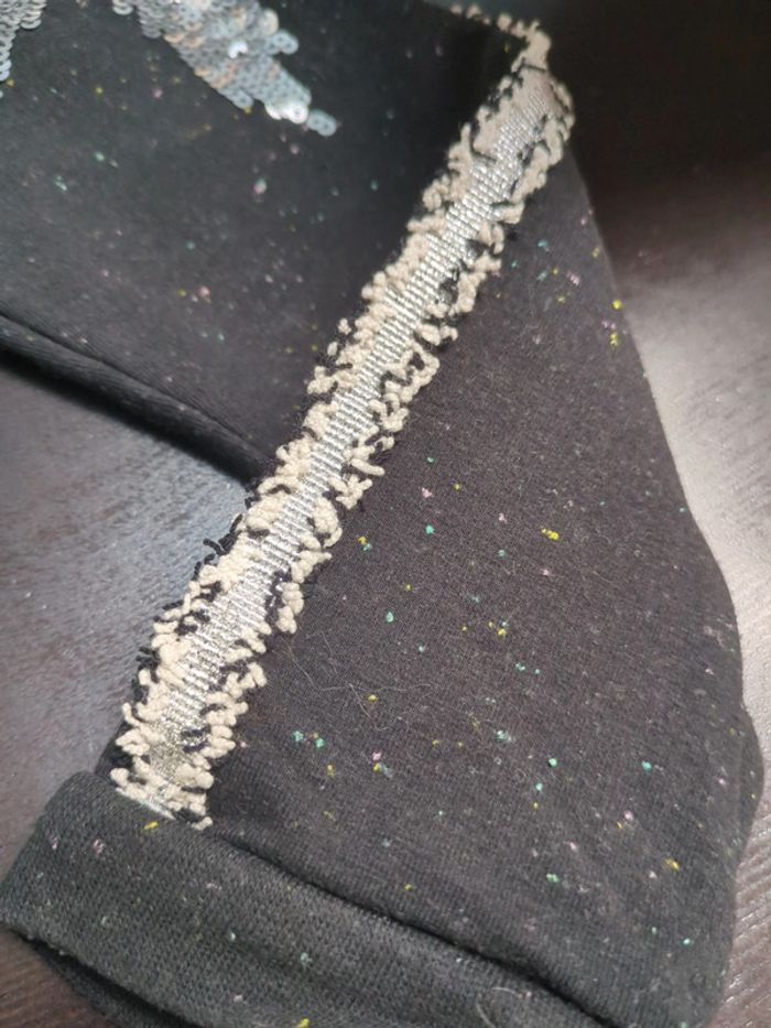 Ensemble pull et short IKKS noir moucheté palmiers sequins strass 6 ans - photo numéro 3