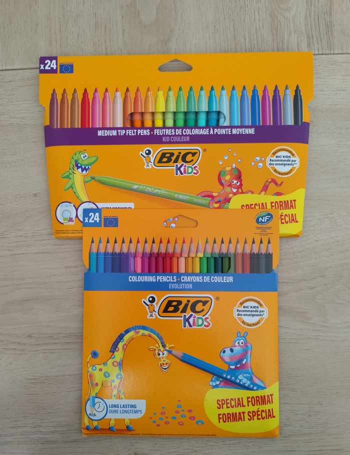 Crayons de couleur et feutre de couleur Bic