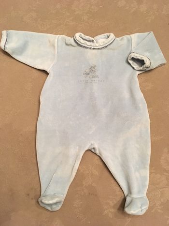 Pyjama Petit Bateau 3 mois velours bleu ciel
