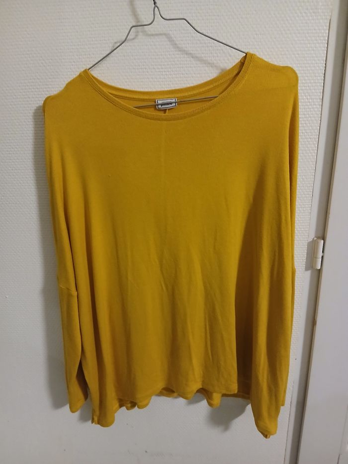 Pull femme moutarde taille L matiere viscose ,acrilyque demi manches - photo numéro 3
