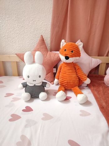 Peluche lapin Miffy avec grelot - Noir et blanc - Très bon état