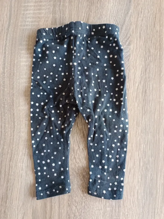 Legging noir et blanc à étoiles bébé fille 6 mois - photo numéro 2