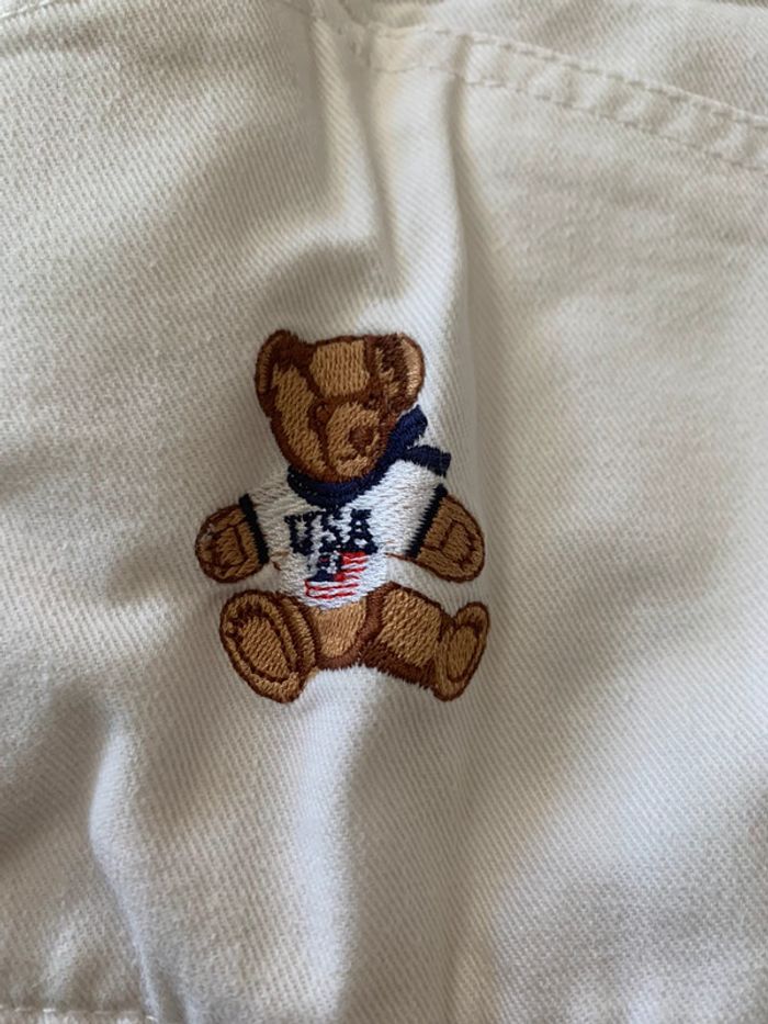 Salopette courte vintage 90’ en jean blanc Lulu Castagnette - photo numéro 2