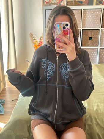 Sweat a fermetures papillon Gris et bleu - Daisy street