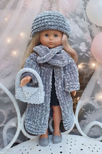 lot robe noire corolle chérie neuve ensemble manteau gris sac bonnet écharpe