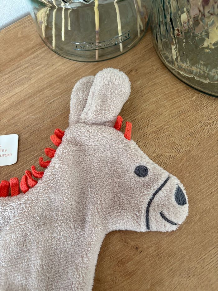 Doudou plat ane cheval marron beige orange - photo numéro 2