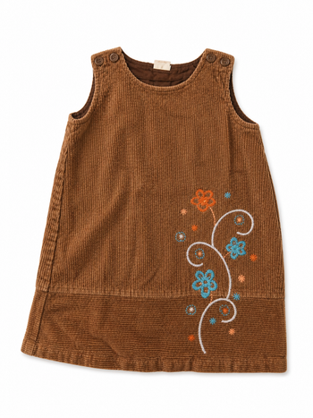 Robe en velours côtelé, brodée, 24 mois / 2 ans.