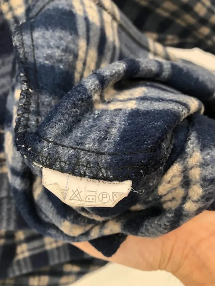 Lumberjack Flannel Plaid Polaire shirt chemise blue beige Mens XL / XXL - photo numéro 6