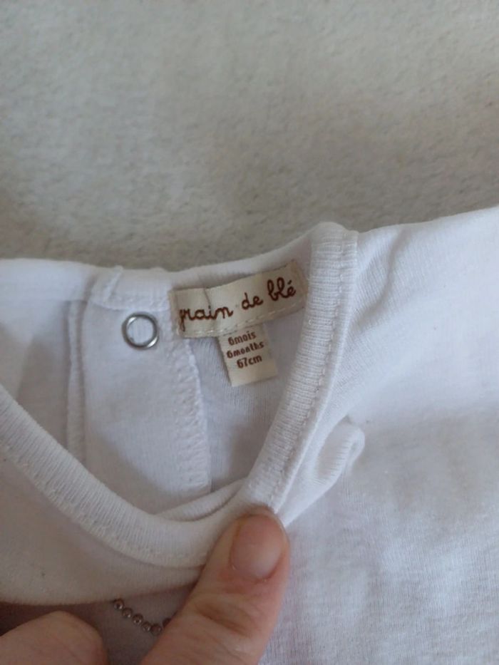 T-shirt blanc 6 mois Grain de blé - photo numéro 2