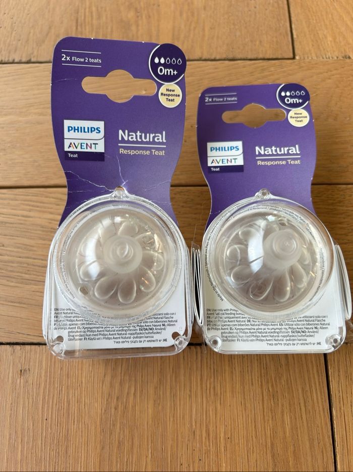 Lot 4 Tétines pour biberons Taille 2 Avent Natural