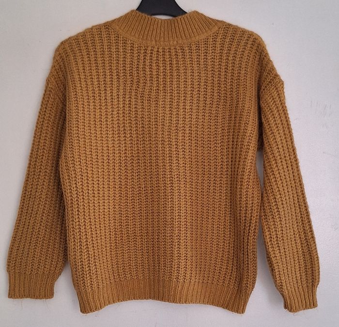 Pull couleur moutarde unie à grosses mailles - photo numéro 4