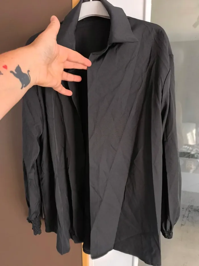 Chemise ouverte noire femme XL - photo numéro 4