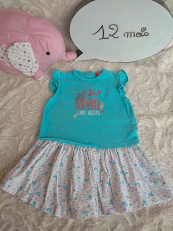 Robe été Fille 12 mois Hello Summer Holidays Tissaia 100% coton