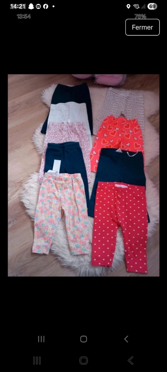 Lots de 9 leggings 6 mois plusieurs marques