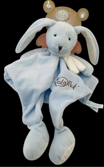 ❤️ B5393 Doudou Plat Mouchoir lapin Layette Bleu Baby Nat Babynat