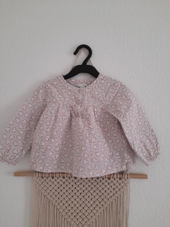 Jolie blouse fille rose pâle coeurs Okaïdi 24 mois