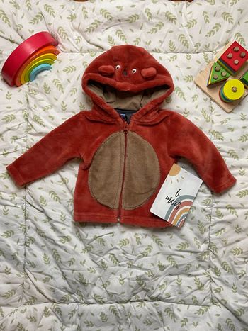 gilet zippé polaire avec capuche marron 6/9 mois lupilu