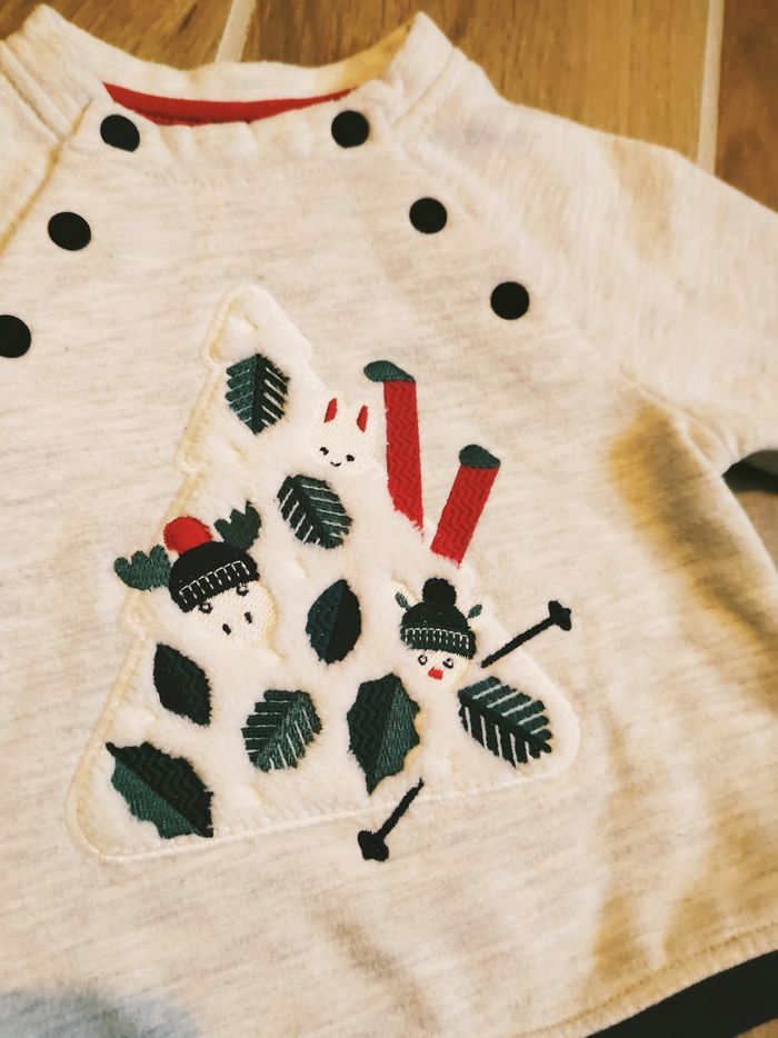🎄Obaïbi /Okaidi- Ensemble tenue de Noël avec pull et jean taille 3mois - photo numéro 4