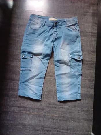 Bermuda cargo jeans délavé taille 38
