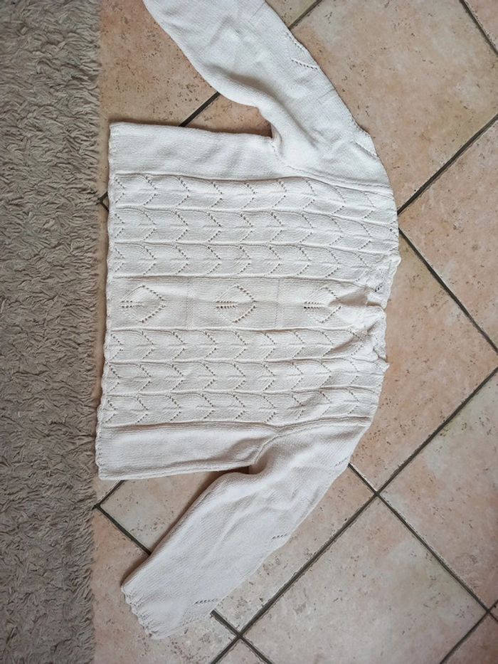 📦pull coton blanc T36 point fantaisie - photo numéro 2