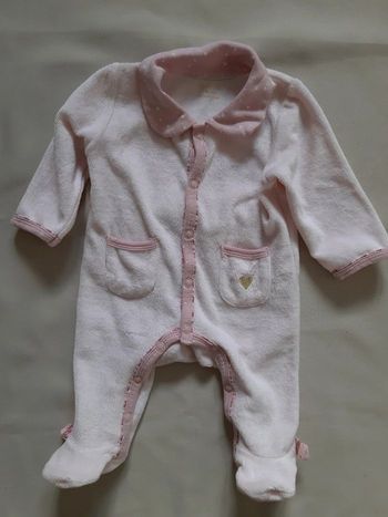 Pyjama velours rose - cœur - Sauthon - 1 mois