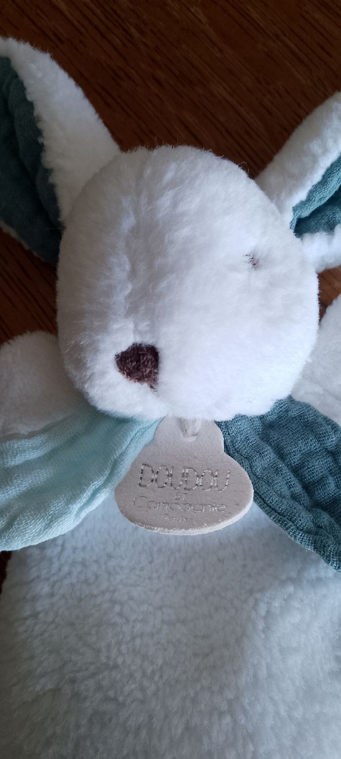 Doudou et Compagnie peluche lapin semi plat turquoise. Happy pop . 17 CMS Très bon état - photo numéro 5