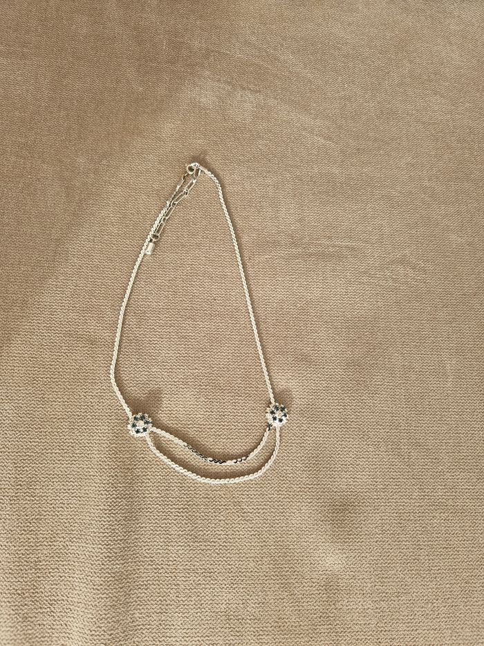 Collier argenté vintage avec pierre couleur saphir - photo numéro 7