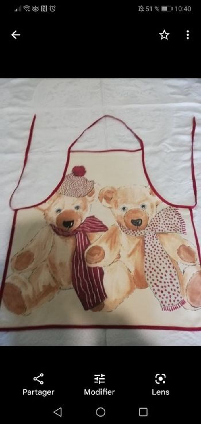 Tablier de cuisine oursons