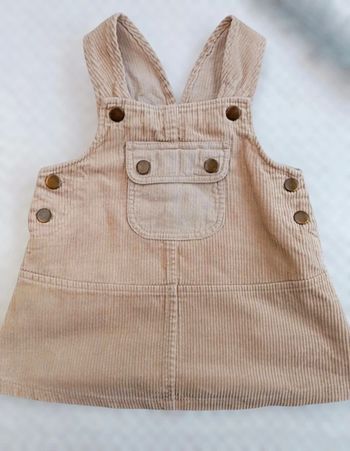 🔸Robe Salopette Bébé Velours Beige 12 mois Fille – Élégante🔸