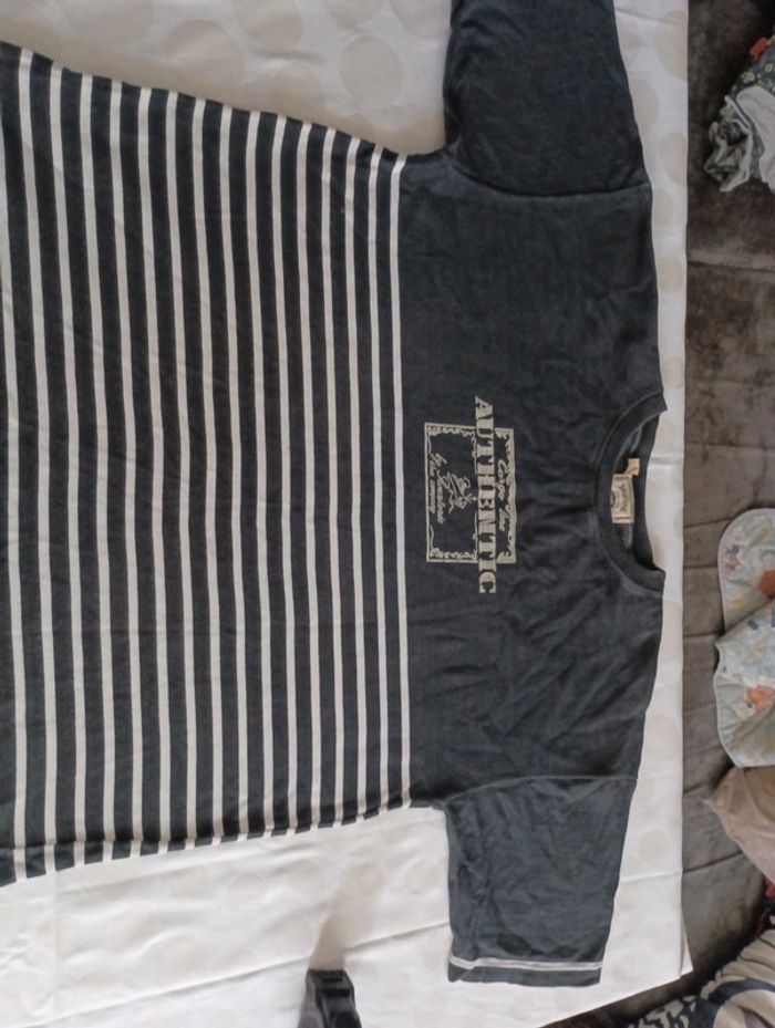 Tee shirt manches courtes marinière femme La Sweaterie Comptoir des cotons taille XL rétro vintage