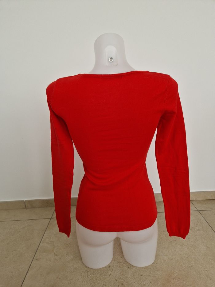 Pull fin rouge col v arrondi Mim - photo numéro 4