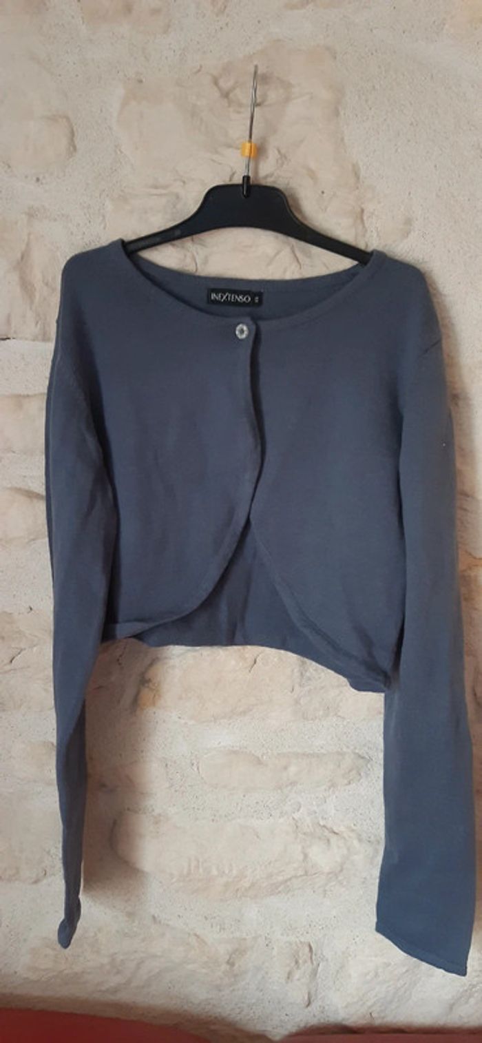 Gilet court/ boléro bleu 12 ans - photo numéro 4