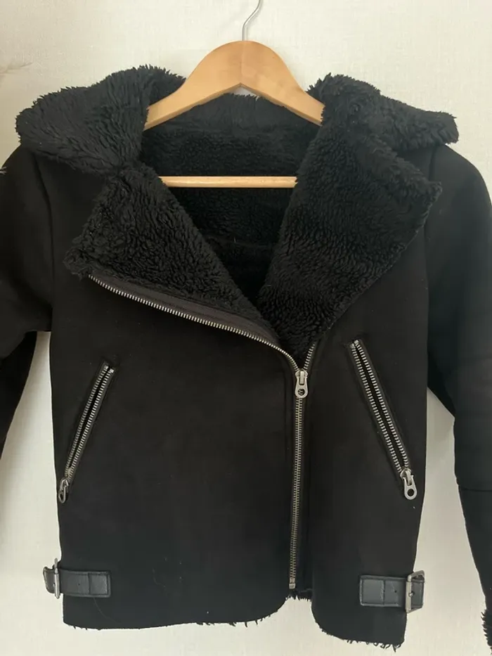 Veste noire effet moutonné - photo numéro 2