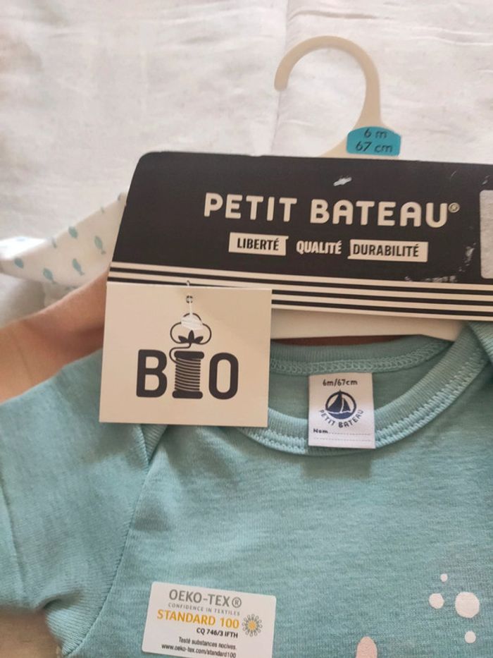 Lot de 3 body manches courtes petit bateau bio 6 mois - photo numéro 5