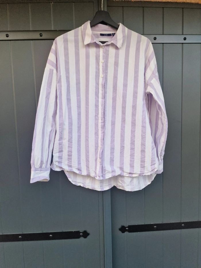 Chemise blanche a rayures lila kiabi - photo numéro 12