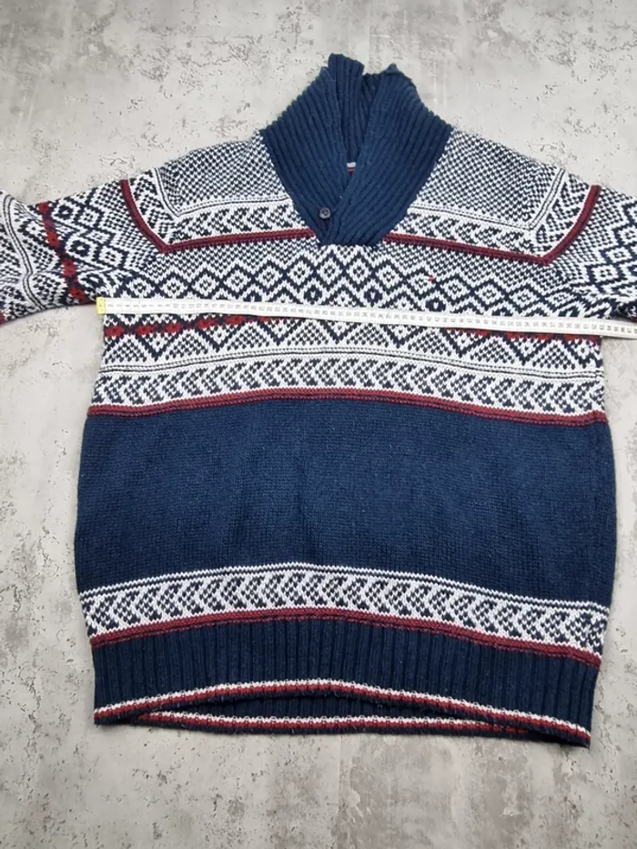 Pull col châle à motifs Tommy Hilfiger – Taille XL Homme (mesures en photos) - photo numéro 6