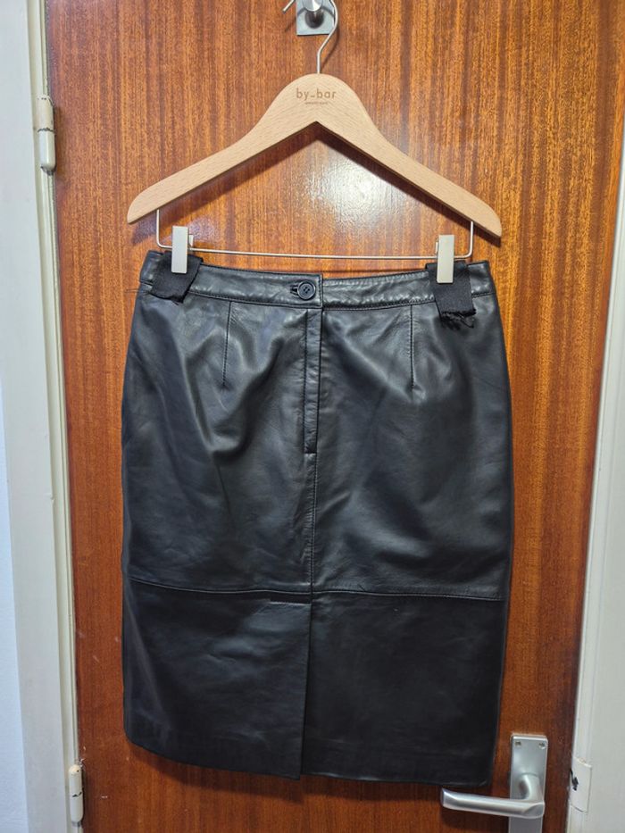 Basic leather skirt | black