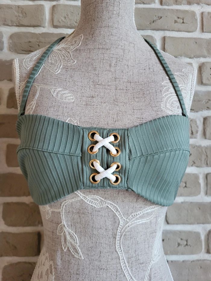 Maillot de bain 2 pièces vert sauge avec laçage - Kiabi - photo numéro 3