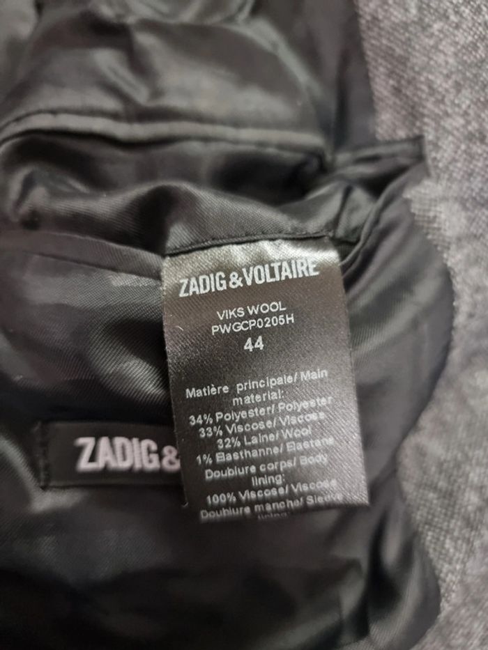 Zadig & Voltaire blazer Viks wool gris * T44 * unisexe - photo numéro 16