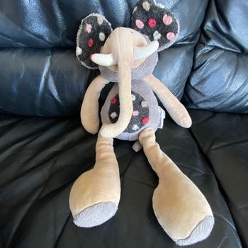 MOULIN ROTY  DOUDOU ELEPHANT LES ZAZOUS GRIS MARRON 34 CM