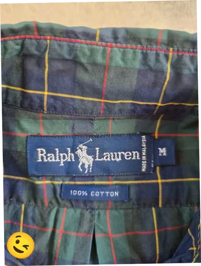 Chemise Ralph Lauren manche longue Taille M vert noir Homme Men CHE119 - photo numéro 3