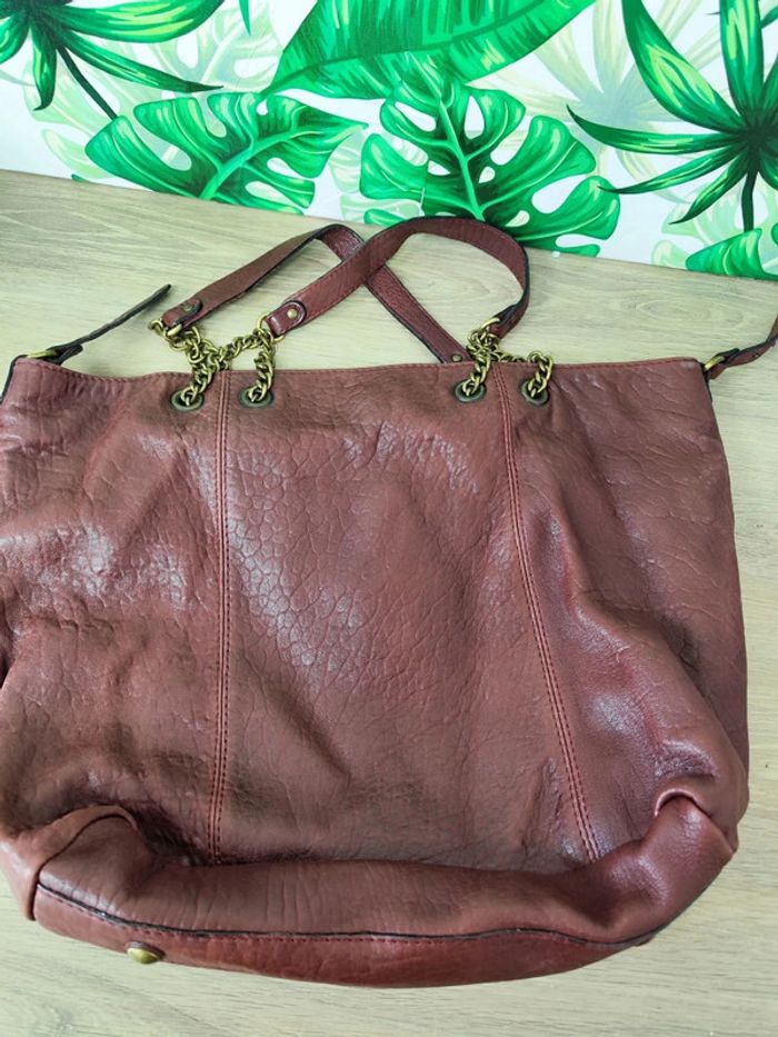 Sac à main Abaco bordeaux, très bon état en cuir 30X46 cm - photo numéro 4