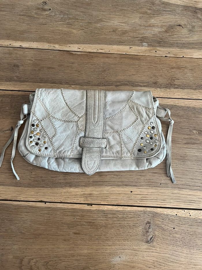 Pochette en cuir beige Zadig & Voltaire