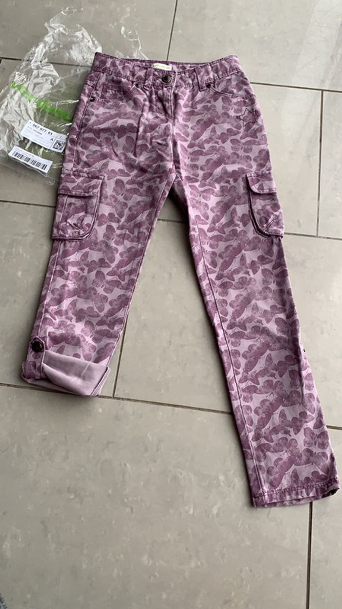 Pantalon toile violet papillons 🦋 8 ans Vertbaudet - photo numéro 6