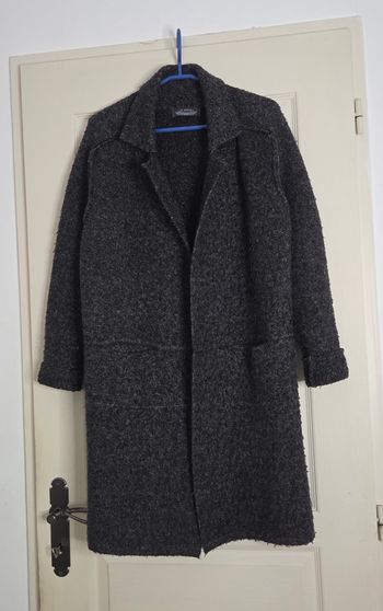 Gilet long It Hippie – style bohème chic – laine mélangée gris anthracite – excellent état