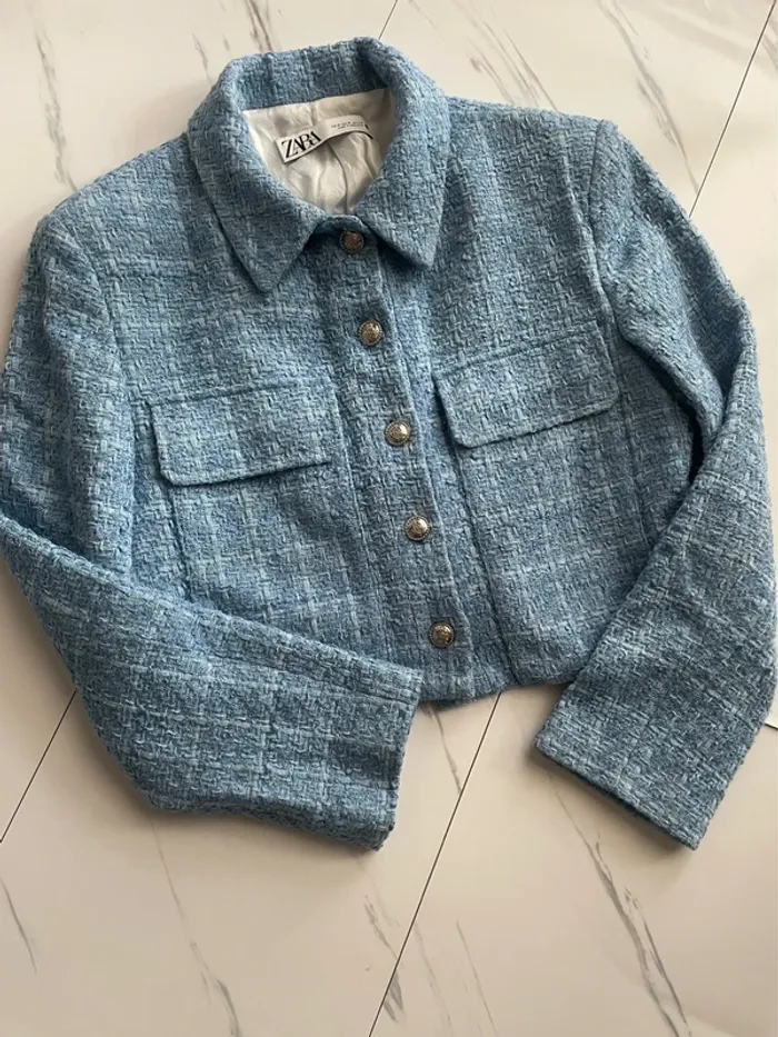 Zara Veste blazer tailleur cropped tweed taille M - photo numéro 8