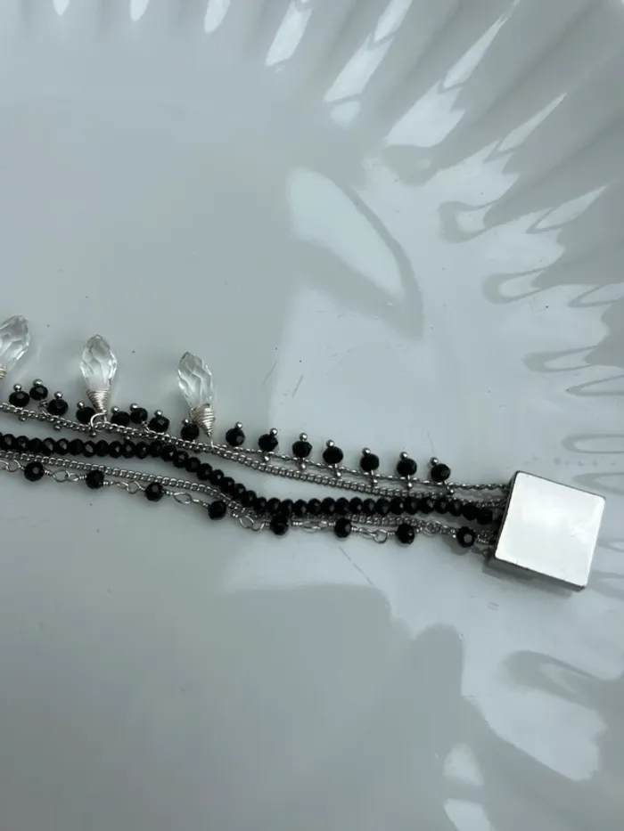 Hipanema - Bracelet argenté noir manchette à breloques - photo numéro 4