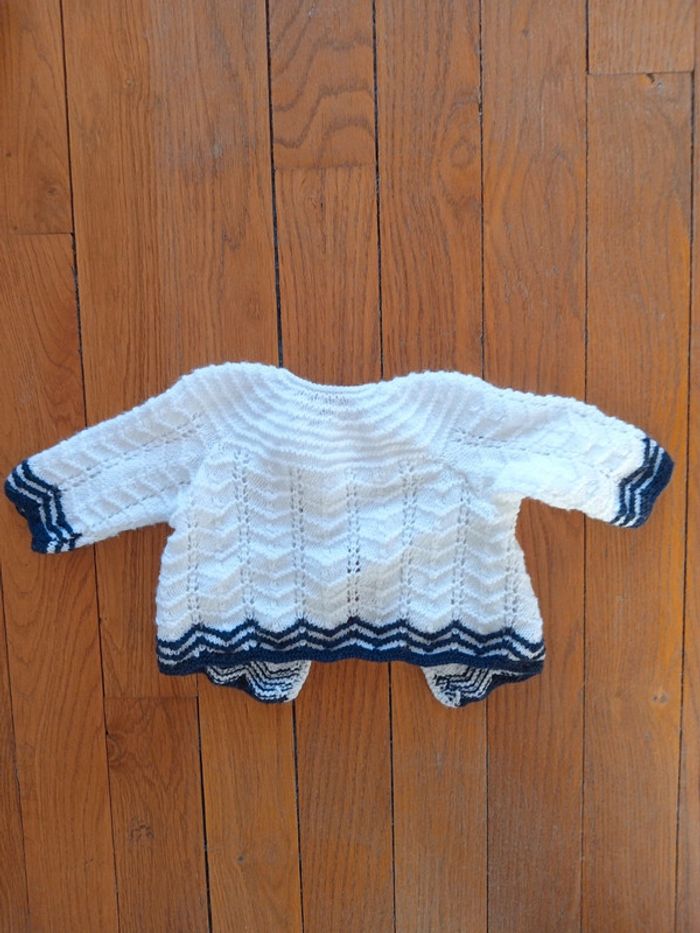 Gilet fille ou garçon, mixte, hiver tricot fait main 1-3 mois - photo numéro 4