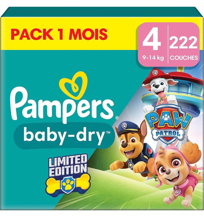Carton couches Pampers baby dry taille 4