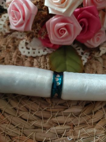 🎀Bague acier inoxydable bleu a motif coeur 18 MM🎀